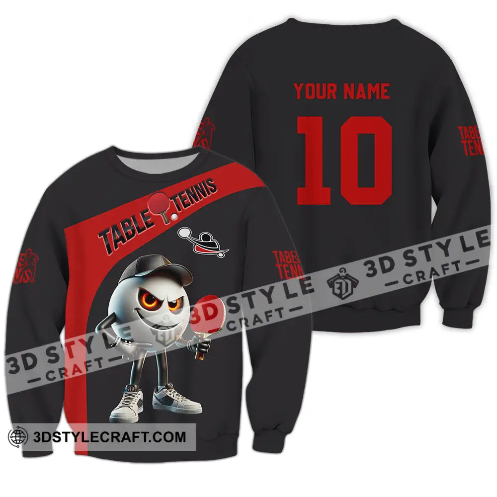 Unisex Shirt - Custom Text Table Tennis Long Sleeve / S T-Shirt